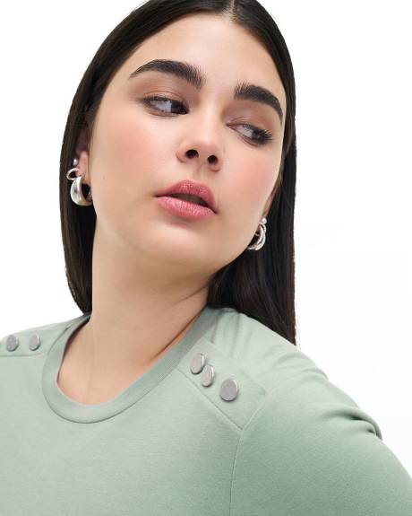 Knit Top with Buttons at Shoulders - Addition Elle