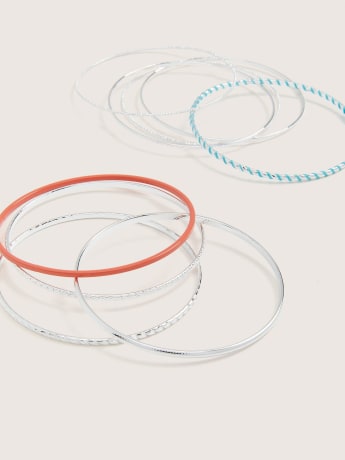 Assorted Thin Bangle Bracelets, Set of 9