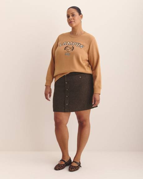 Curvy Brown Wool Blend Mini Skirt