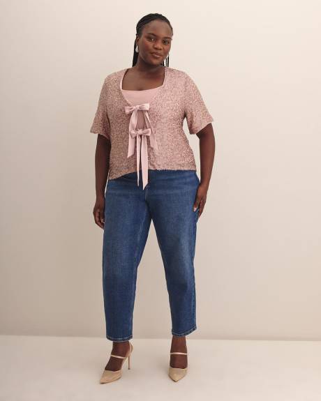 Cropped Sequins Cover-Up with Bow Opening