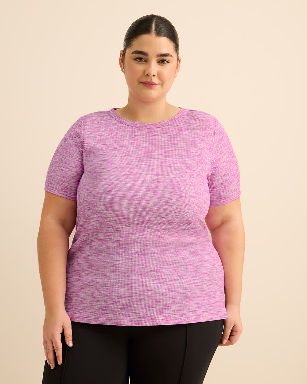 Heather Ribbed Short-Sleeve T-Shirt - Active Zone