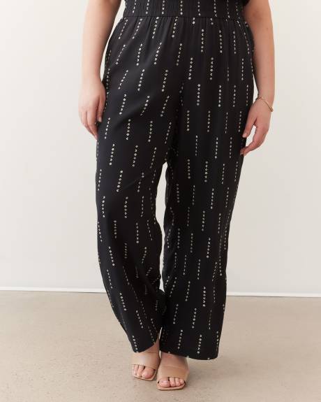 Pantalon imprimé à enfiler avec jambe évasée, tissu responsable