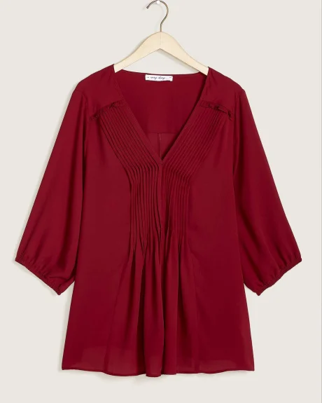 Solid Chiffon Pintuck Blouse - In Every Story