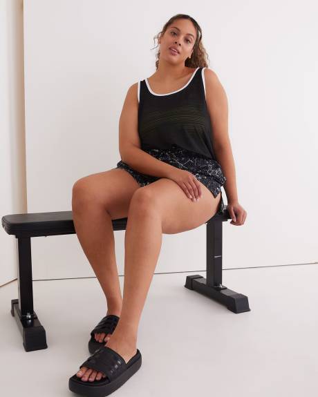 Solid Shadow Stripe Tankini with Fooler Crop Bandeau - Active Zone