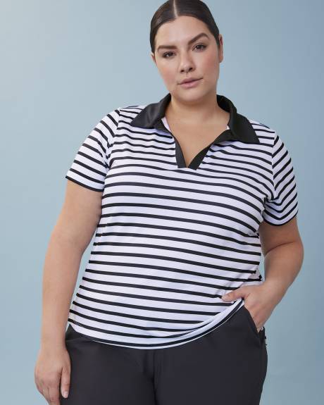 Polo rayé à manches courtes et encolure en V - Active Zone