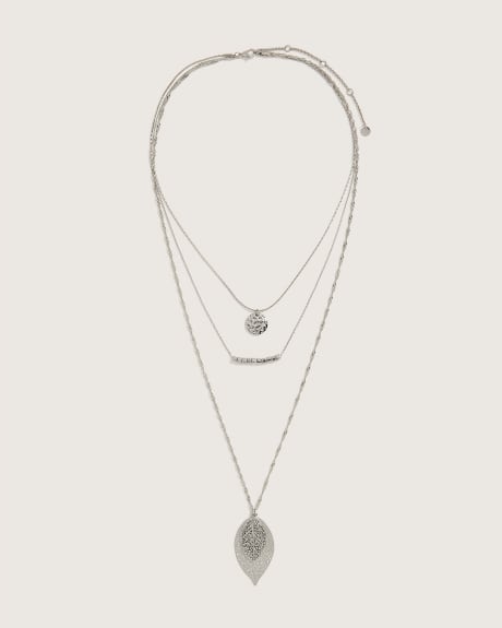 Three-Layer Necklace With Filigree Pendant