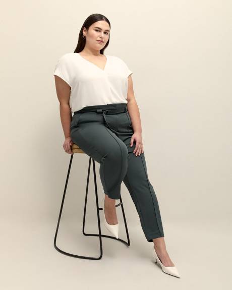Responsible, White Cap-Sleeve V-Neck Blouse