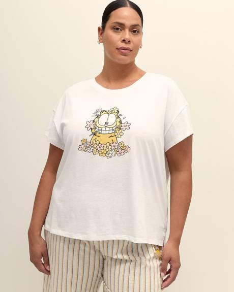 White Garfield Short-Sleeve Pyjama T-Shirt - ti Voglio