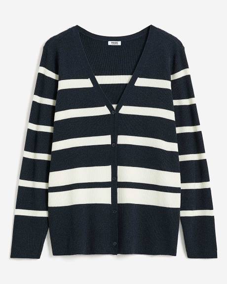 Cardigan en tricot côtelé ligné