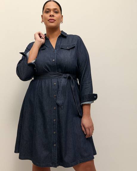 Denim Buttoned-Down Utility Dress