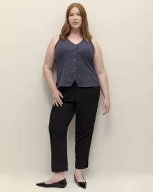 Linen Blend Tapered-Leg Pant