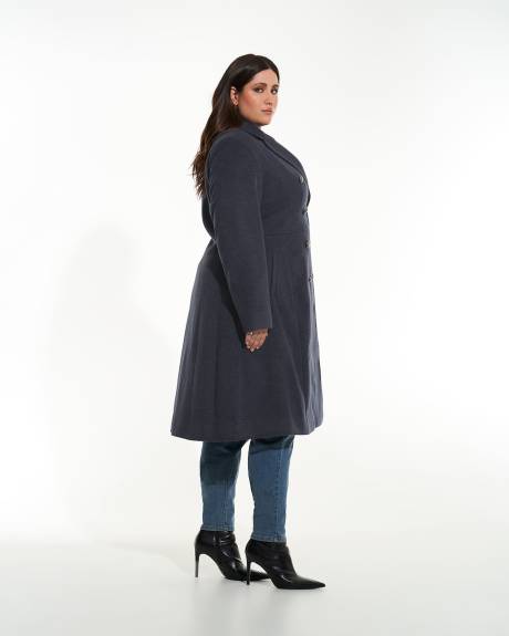 Long Herringbone Military Coat - Addition Elle