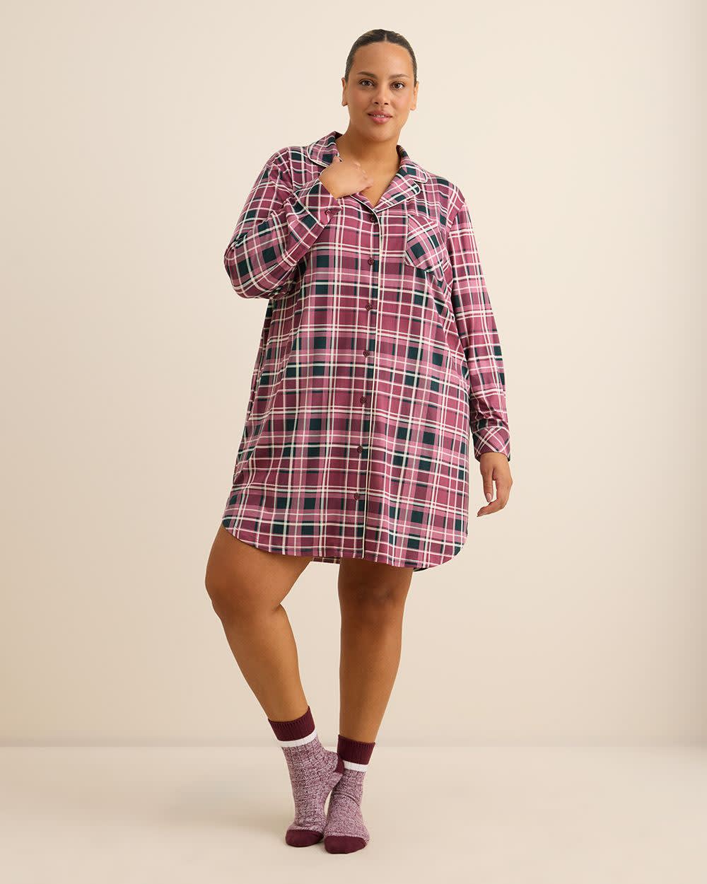 Plaid Long-Sleeve Sleep Shirt - ti Voglio Plaid Long-Sleeve Sleep Shirt - ti Voglio