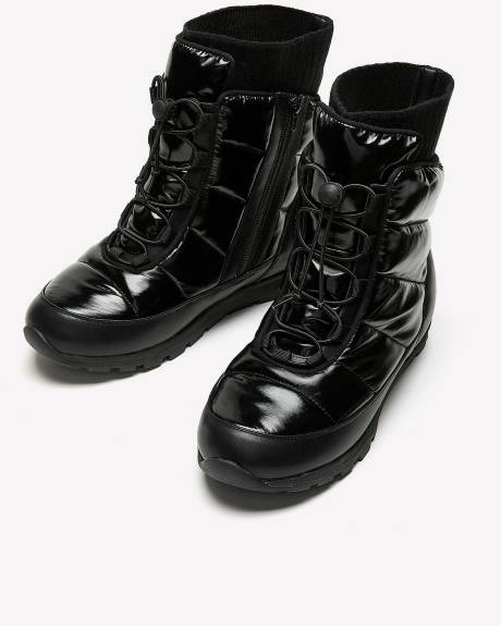 Extra Wide Width, Winter Puffer Booties with Sock Insert
