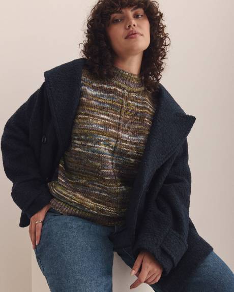 Pull en tricot chiné à col montant