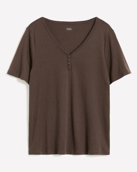 T-shirt en tricot côtelé, coupe girlfriend - Essentiels PENN.