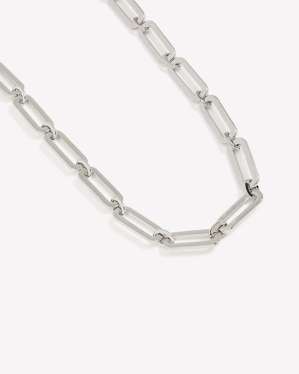 Collier court argenté à mailles allongées