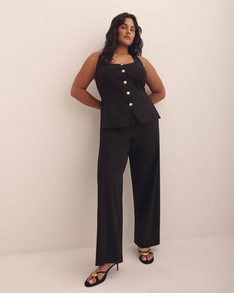 Gilet noir boutonné à attache derrière le cou - Addition Elle