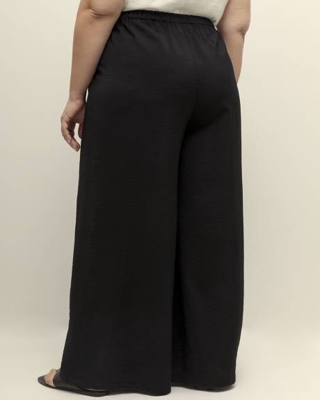 Black Palazzo-Leg Pant with Elastic Waistband