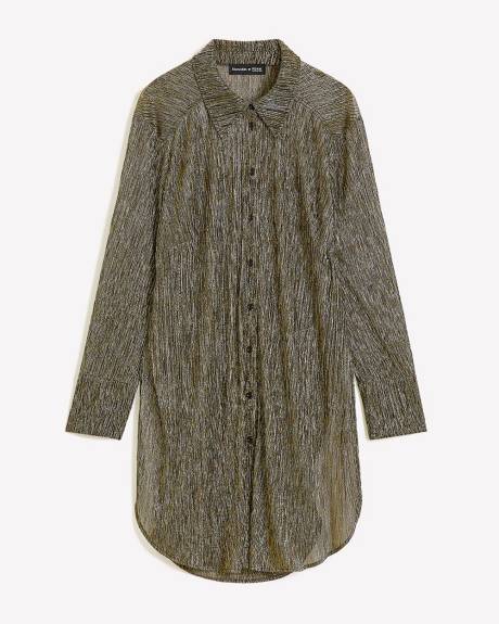 Meredith Shaw x PENN - Metallic Knit Buttoned Down Tunic Shirt