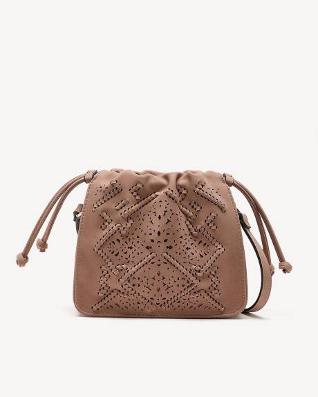 Sac à bandoulière avec détails perforés et tressés