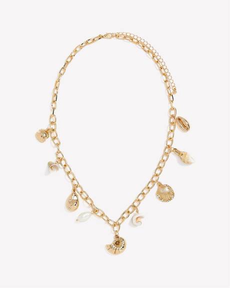 Golden Short Necklace with Seashell Charms