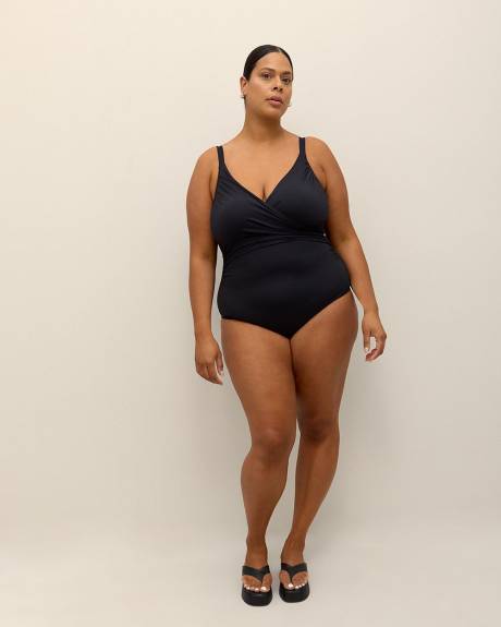 Black Wrap One-Piece Swimwear