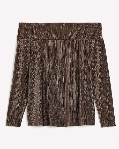 Off-Shoulder Velvet Knit Top - Addition Elle