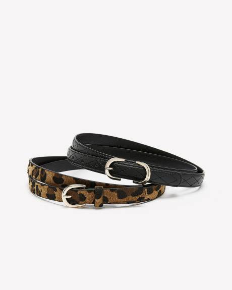 Assorted Skinny Belts, Set of 2