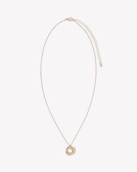 Golden Short Chain Necklace with Multi Ring Pendants
