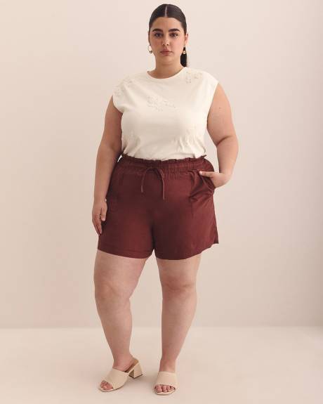 Linen Blend Pull-On Short