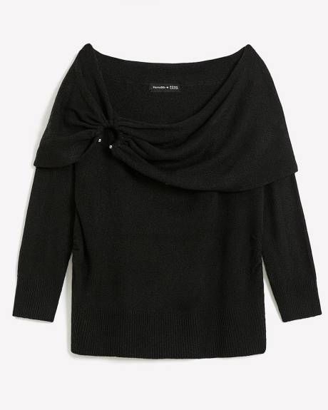 Meredith Shaw x PENN - Black Cold-Shoulder Sweater