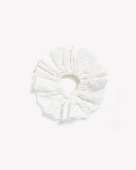 White Eyelet Scrunchie