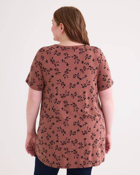 Responsible, Printed Modern Short-Sleeve Scoop Neck Tunic