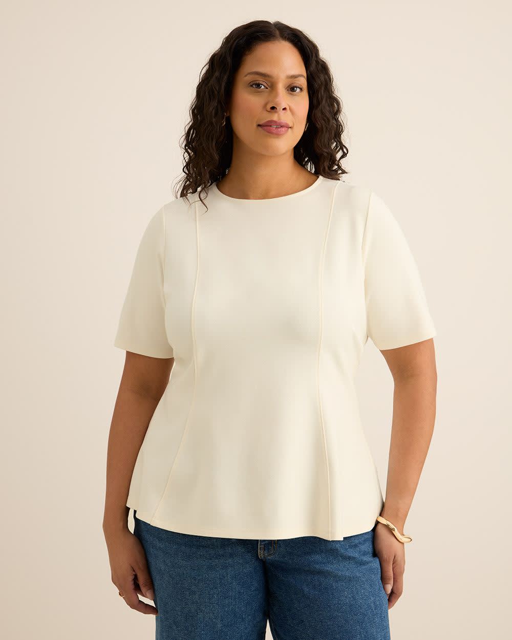 Fit and Flare Crewneck Knit Top Fit and Flare Crewneck Knit Top