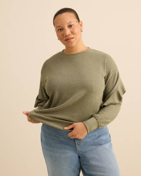 Haut &agrave; col rond et manches longues avec volants - Addition Elle