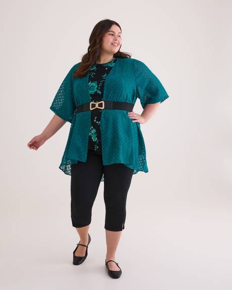 Tunique kimono unie en jacquard tissé