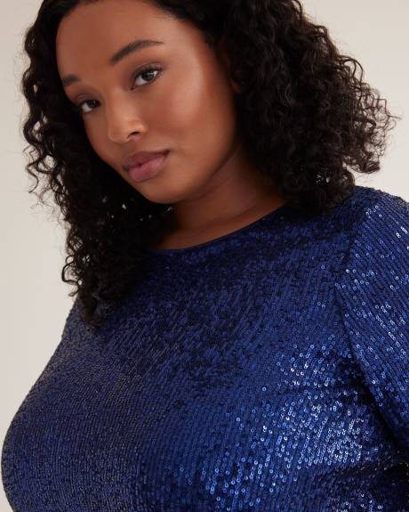 Short-Sleeve Sequins Swing Top