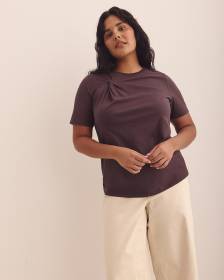 Crewneck Knit Top with Twist Detail - Addition Elle