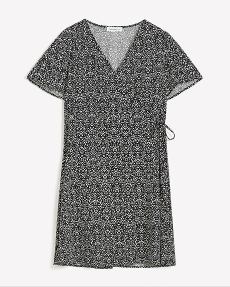 Printed Fit and Flare Wrap Dress - Addition Elle