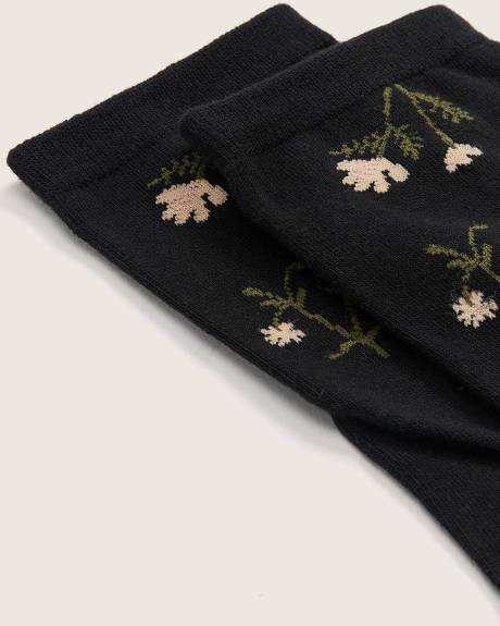 Crew Socks with Botanical Floral Print