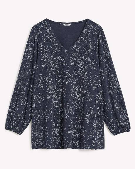 Long Ballon Sleeve Swing Knit Top