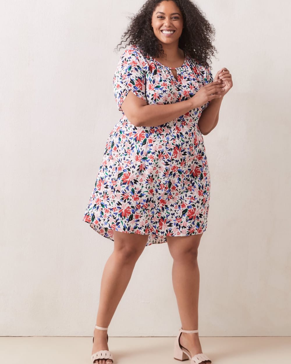 Printed Trapeze Dress With Keyhole - In Every Story | Penningtons