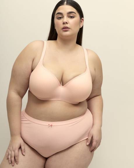 Pink Striped Contour Underwire T-Shirt Bra with Lace Trim - Déesse Collection