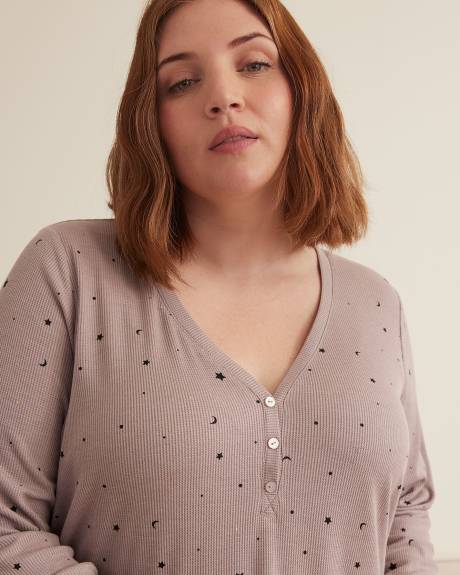 Petite, Waffle Knit Henley Sleepshirt - ti Voglio