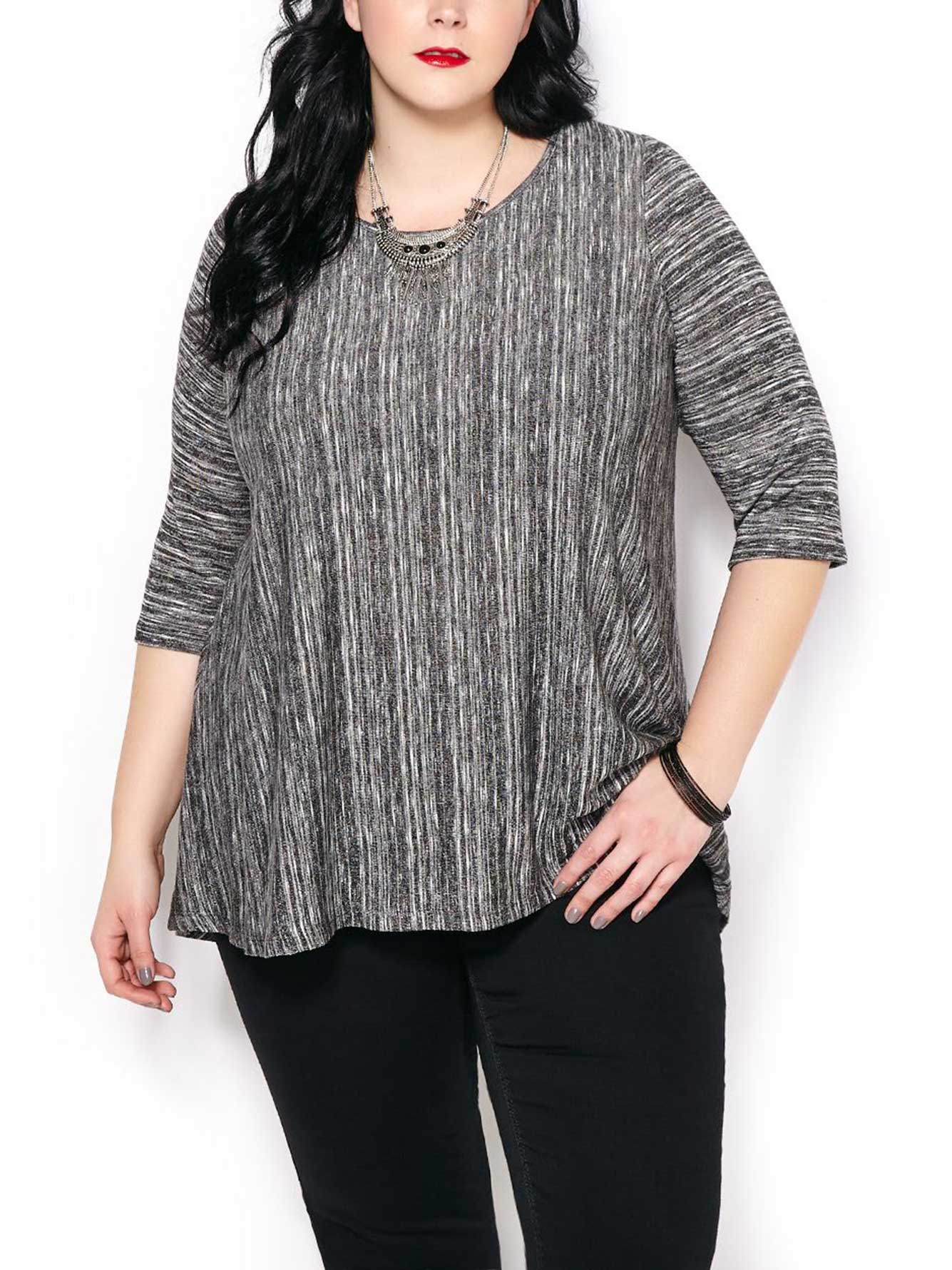 3/4 Sleeve Knit High Low Top Penningtons