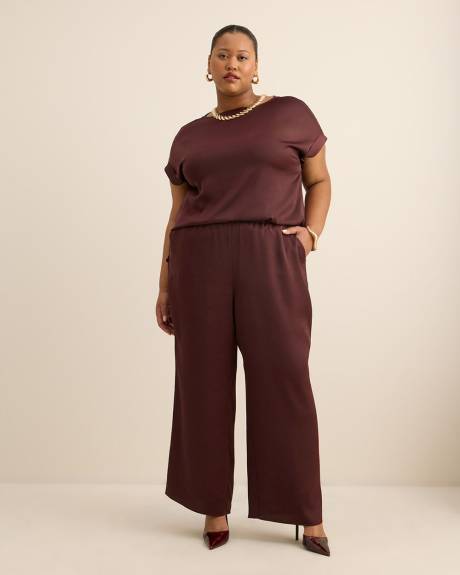 Satin Boat-Neck Blouse