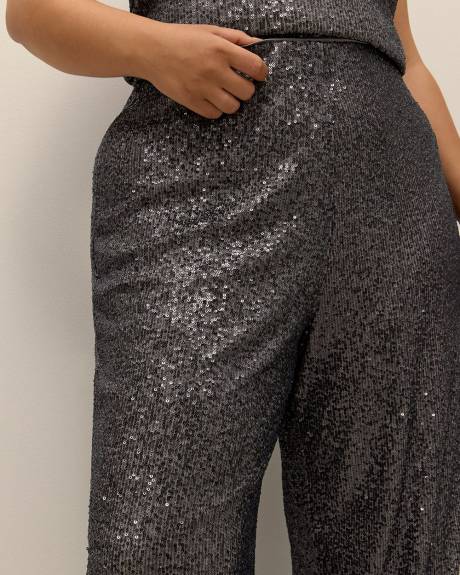 Straight-Leg Sequins Knit Pant - Addition Elle