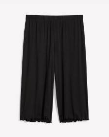 Black Heart Pointelle Cropped Pyjama Pant with Lettuce Edge - ti Voglio