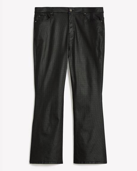 Curvy-Fit Coated Black Flared Leg Jeans - Addition Elle